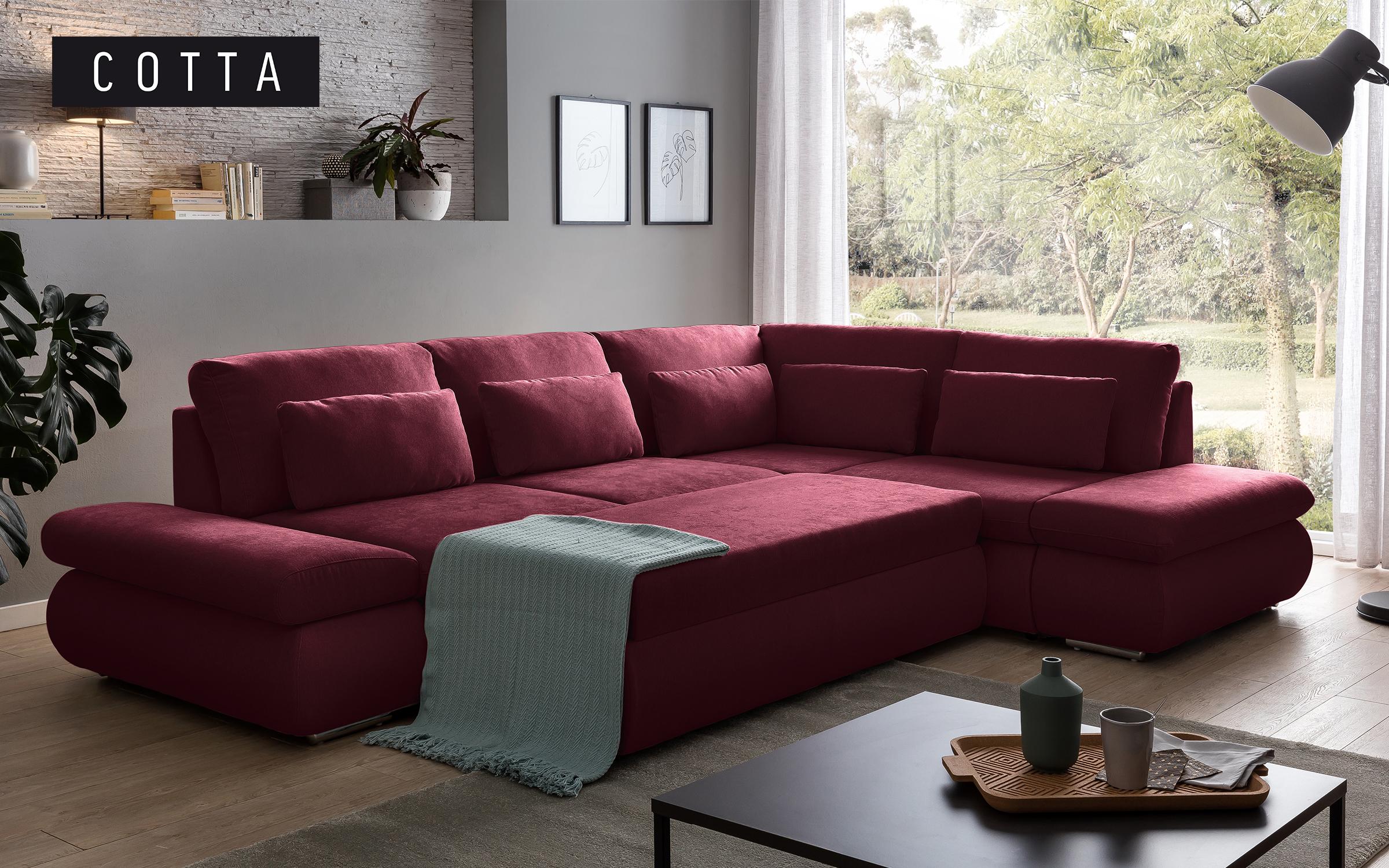 Γωνιακός καναπές – κρεβάτι Delmar, μπορντό  2